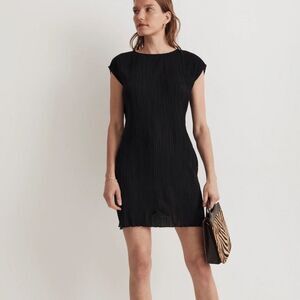 Madewell Black Plisse Mini Dress